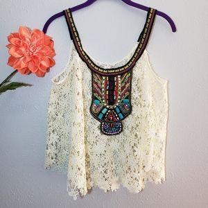 ⛔⛔SOLD!!!⛔⛔Double Zero embellished lace tank top
